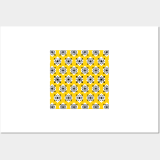 Pretty yellow and black minimalist pattern Posters and Art